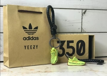 "Semi Frozen Yellow" Yeezy Boost 350 V2  3D Mini Sneaker Keychain with Box and Bag