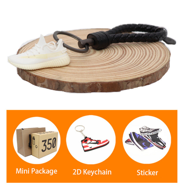 High Quality 3D Handmade Boost 350 V2 Mini Sneakers Keychain Small Shoes Model AJ Key Ring Fashion