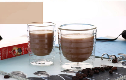 6pcs/lot Hand Blown Double Wall Whey Protein Canecas Nespresso Coffee Mug Espresso Coffee Cup Thermal Glass 150ml
