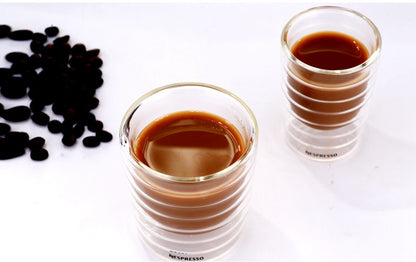 6pcs/lot Hand Blown Double Wall Whey Protein Canecas Nespresso Coffee Mug Espresso Coffee Cup Thermal Glass 150ml
